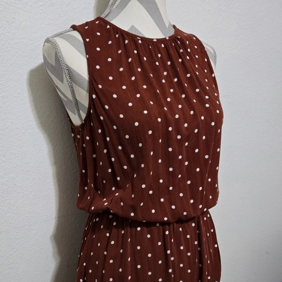 Target A NEW DAY Brown & White Polkadot Sleeveless Dress w/ High-Low Wrap Skirt - Picture 4 of 14